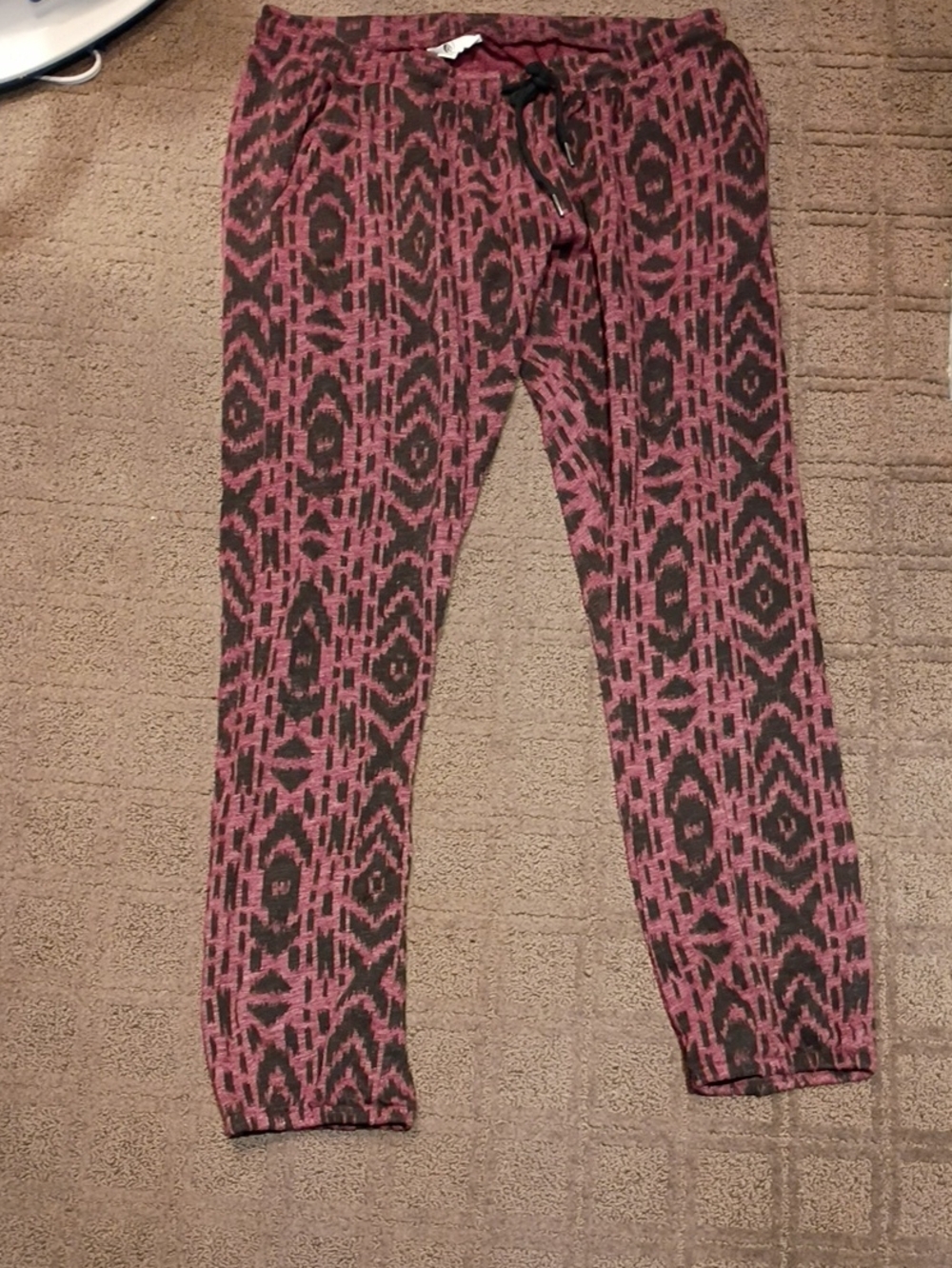 Volcom Maroon & Black Aztec Knit Joggers